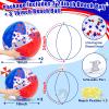 5 Pack Patriotic Sequins Beach Ball 24 Inch 16 Inch Pool Toys Balls Giant Red White and Blue Stars Glitters Inflatable Clear Beach Ball Swimming Pool Water Beach Toys Outdoor 4th of July Party Favors view 2