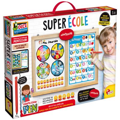 Lisciani - Montessori Pen: Super School - Montessori Magnetic Board for Children from 3 Years old - Maxi Size - Ergonomic Pen - Fun Learning - Encourages Exploration -Made in Italy