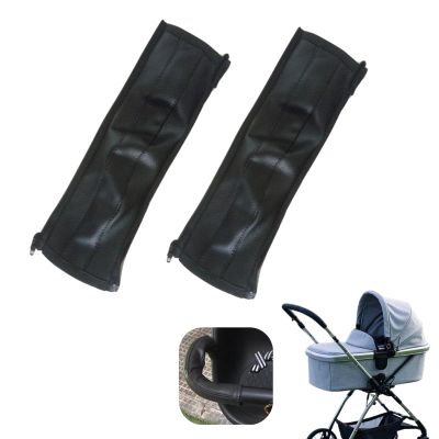 Zhouocea Baby Stroller Armrest Protective Cover, 2 Pcs Pushchair Handle Covers with Zipped Leather Baby Pushchair Strap Covers Baby Stroller Handle Covers(Black) (25 * 10.5 * 1.5)