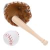Abaodam Mini Baseball Set with Wooden Bat Leather Glove and Ball for Dollhouse Sports Miniatures DIY Craft Accessories and Fairy Garden Decoration 2.95 Inch Realistic Toy Baseball Kit view 3
