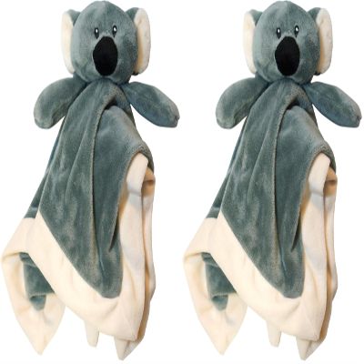 Baberoo Lovey Security Blanket 12 inch Square Stuffed Animal Baby Blankie for Girls or Boys (Koala) (Pack of 2)