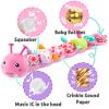 LIGHTDESIRE Baby Toys Musical Caterpillar,Infant Stuffed Animal Toy with Crinkle and Rattles,Soft Sensory Toys with Textures for Tummy Time Newborn Boys Girls 0 3 6 12 Months(Pink) view 3