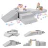 Elftopia Foam Climbing Blocks with Ball Pit Designed for Toddlers Aged 1-3 -Great for Indoor Crawling, Inside Foam Playground Set for Little Ones to Active Playing -(Balls NOT Included) Grey view 1