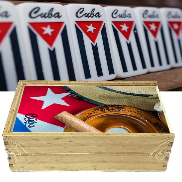 Domino Cubano Doble Nueve Cuban Dominoes Double Nine with Cuban Flag on Chips Cuban Traditions Great for Gift