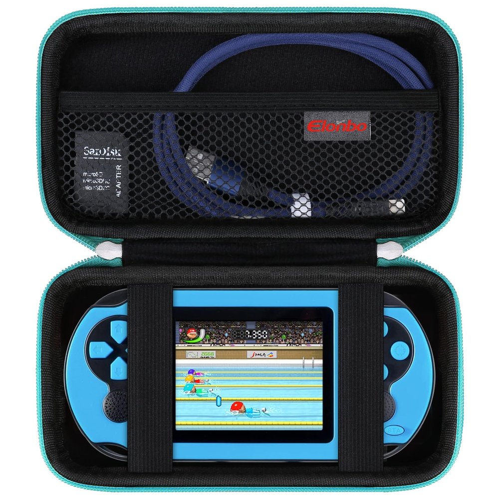 Elonbo Carrying Case for TaddToy/WELLSTG/Beijue/FAMILY POCKET/CCTU/X- JOYKIDS/GREENCREEK/Beico/KAVOYI/GuaiyeyeAP/TEBIYOU Handheld Game Console, Portable Electronic Gaming Player Bag, Green