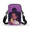 ZOUTAIRONG African Back Girl Crossbody Bag for Boys Crossbody Purse Girls Wallets Princess Small Shoulder Bag Travel Storage Bag Casual Mini Tote Bag Handbags Ziper view 3