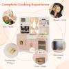 HONEY JOY Kids Kitchen Playset, Wooden Play Kitchen for Toddlers, Ice Maker & Coffee Maker, Stove, Faucet, Microwave, Large Storage Cabinet, Little Chef Pretend Toy Kitchen Set for Boys Girls (Pink) view 3