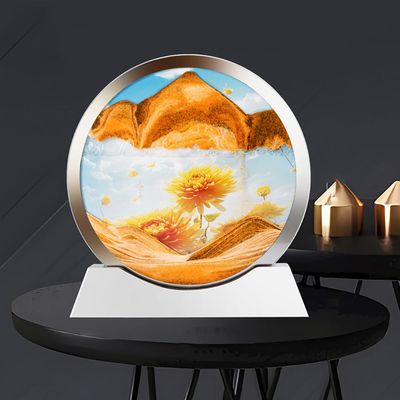 3D Dynamic Moving Sand, 12 Deep Sea Sandscape Liquid Motion, Round Glass 3D Deep Sea Sandscape In Motion Display Flowing Sand Frame,Large Desktop Decorations/Toys For Adults And Children ( Color : I