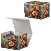 Qindaiwen Card Deck Box for MTG, Fits 100+ Single Sleeved Cards, PU Leather Trading Card Storage Box for TCG, CCG, MTG Cards, Strong Magnet Magic Gathering Deck Box, Orange Flowers view 1