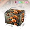 Qindaiwen Card Deck Box for MTG, Fits 100+ Single Sleeved Cards, PU Leather Trading Card Storage Box for TCG, CCG, MTG Cards, Strong Magnet Magic Gathering Deck Box, Orange Flowers view 3