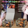 Qindaiwen Card Deck Box for MTG, Fits 100+ Single Sleeved Cards, PU Leather Trading Card Storage Box for TCG, CCG, MTG Cards, Strong Magnet Magic Gathering Deck Box, Orange Flowers view 4