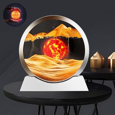 3D Dynamic Moving Sand, 12 Deep Sea Sandscape Liquid Motion, Round Glass 3D Deep Sea Sandscape In Motion Display Flowing Sand Frame,Large Desktop Decorations/Toys For Adults And Children ( Color : C