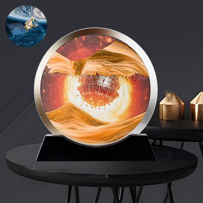 3D Dynamic Moving Sand, 12 Deep Sea Sandscape Liquid Motion, Round Glass 3D Deep Sea Sandscape In Motion Display Flowing Sand Frame,Large Desktop Decorations/Toys For Adults And Children ( Color : B