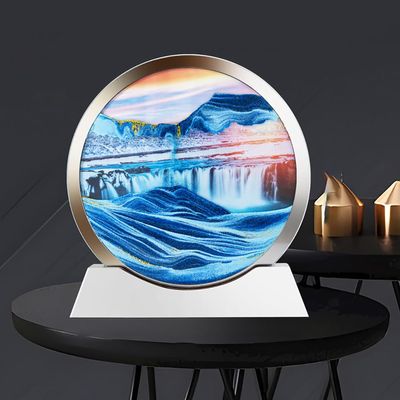 3D Dynamic Moving Sand, 12 Deep Sea Sandscape Liquid Motion, Round Glass 3D Deep Sea Sandscape In Motion Display Flowing Sand Frame,Large Desktop Decorations/Toys For Adults And Children ( Color : E