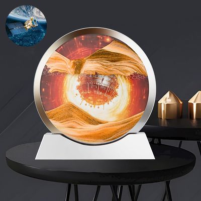 3D Dynamic Moving Sand, 12 Deep Sea Sandscape Liquid Motion, Round Glass 3D Deep Sea Sandscape In Motion Display Flowing Sand Frame,Large Desktop Decorations/Toys For Adults And Children ( Color : B