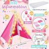 Lemosae 4 Pack Teepee Tent for Kids Slumber Party with Mattress,Fitted Sheet,Light String,Natural Cotton Washable Sleepover Tents for Girls Party Birthday Slumber Movie Night Supplies(Colorful) view 2