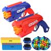 2 Pack 6 Rotating Drum Fit for Nerf Guns Darts Toy Gun, Kids Blaster Toy Pistol with 80 Soft Foam Darts, Gun Toys for Boys, Teens Ages 6+ (Red and Blue) view 1