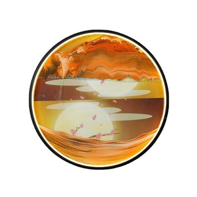 16.3" Moving Sand Art Picture with LED Wall Sconce, 3D Dynamic Moving Sand Moving Sand Art Picture Round Glass, for Home Decor and Office, Appearance Wall Art Decoration (Color : C)