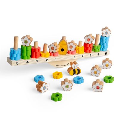 Bigjigs Toys Bee Balanced Game (44pc) - Wooden Stack & Balance Games, Balancing Games for Kids, Fun & Educational Toddler Gifts, Age 3+ Years