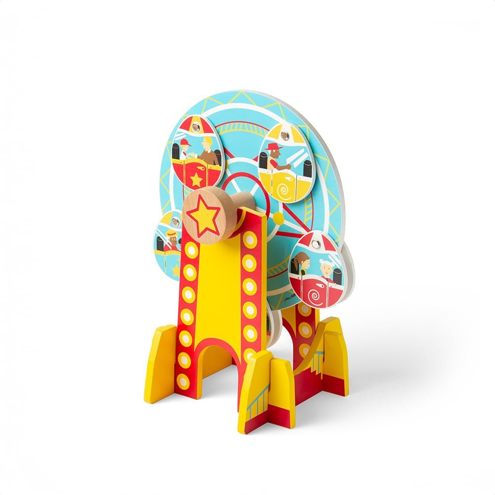Bigjigs Rail Ferris Wheel Tunnel - 2-in-1 Spinning Fairground Ride & Tunnel for Train Sets, Kids Railway Accessories, Toddler Gifts for 3 Years Old +