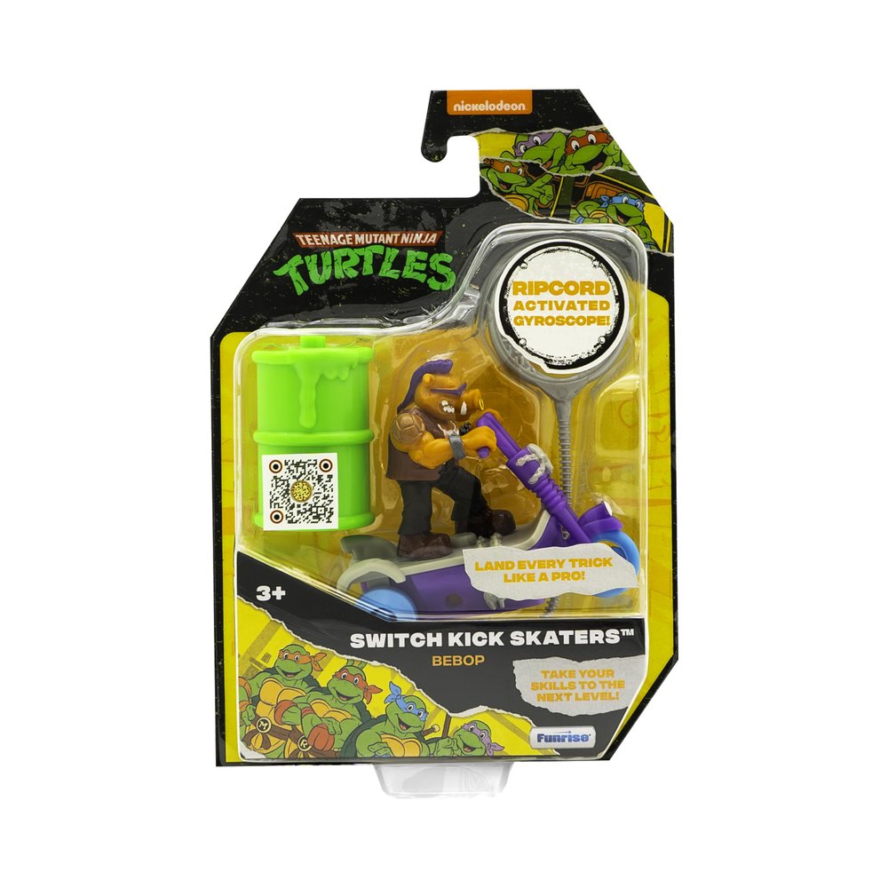 Teenage Mutant Ninja Turtles | Bebop Mutant Mayhem Gyro Self-Stabilising Skateboard Toy with Rip Cord | TMNT Swich Kick Skaters, Classic Edition, Age 3+ Gifts & Toys