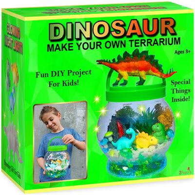 2Pepers DIY Dinosaur Gifts for Boys, Kids Birthday Gifts Arts and Crafts for Boys Nightlight Terrarium Kit, Toys for Age 3 4 5 6 7 8 9 10 11 12 Year Old
