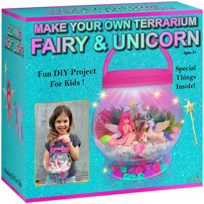 2Pepers Fairy & Unicorn Nightlight Arts and Crafts for Girls Age 4 5 6 7 8 Years Old, DIY Kids Crafts Terrarium Kit, Best Birthday Presents & Easter Gifts for Girls