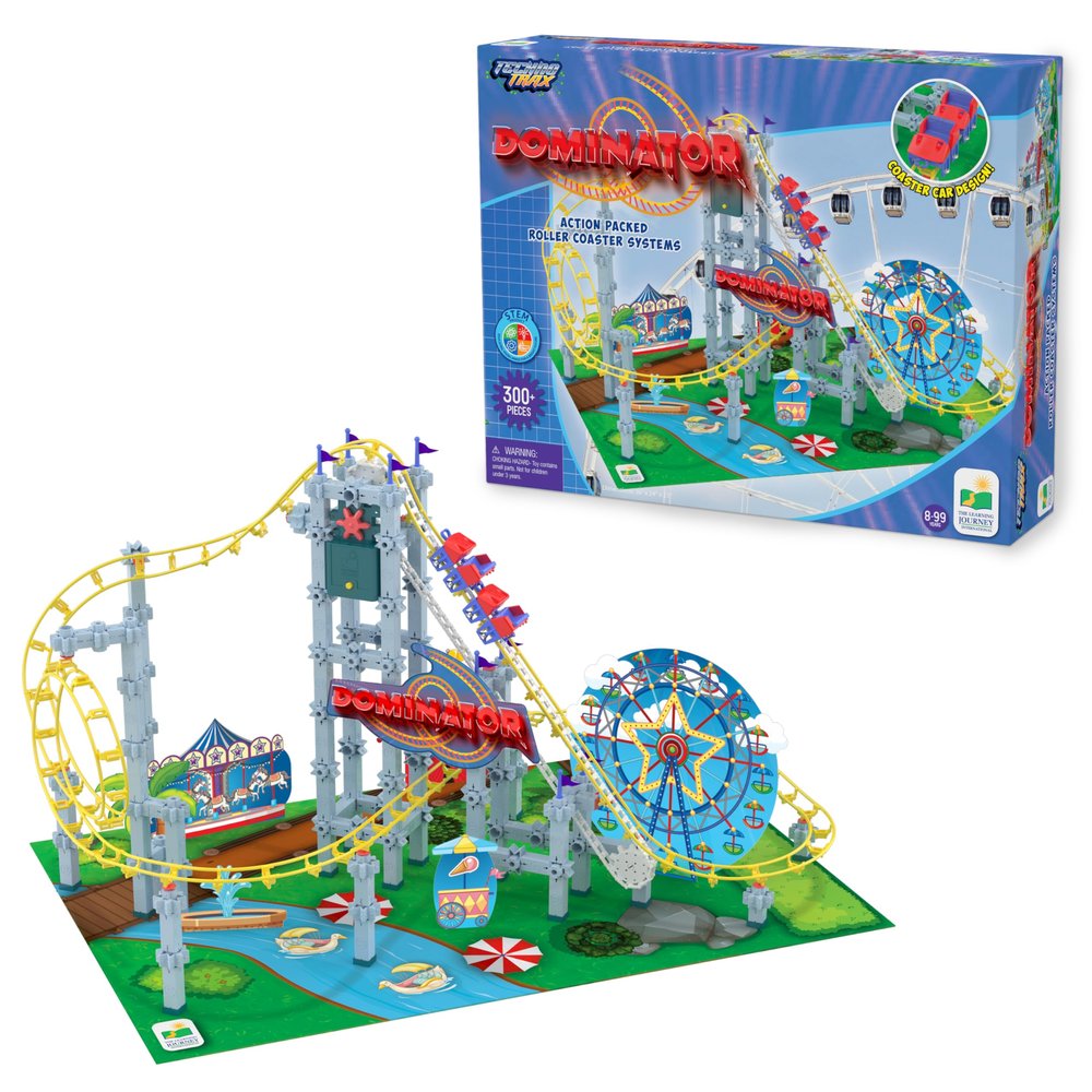 The Learning Journey International Techno Trax Dominator, Action Packed Roller Coaster Building Kit, STEM Gift for Boys and Girls Age 8+, 300+ pc Set