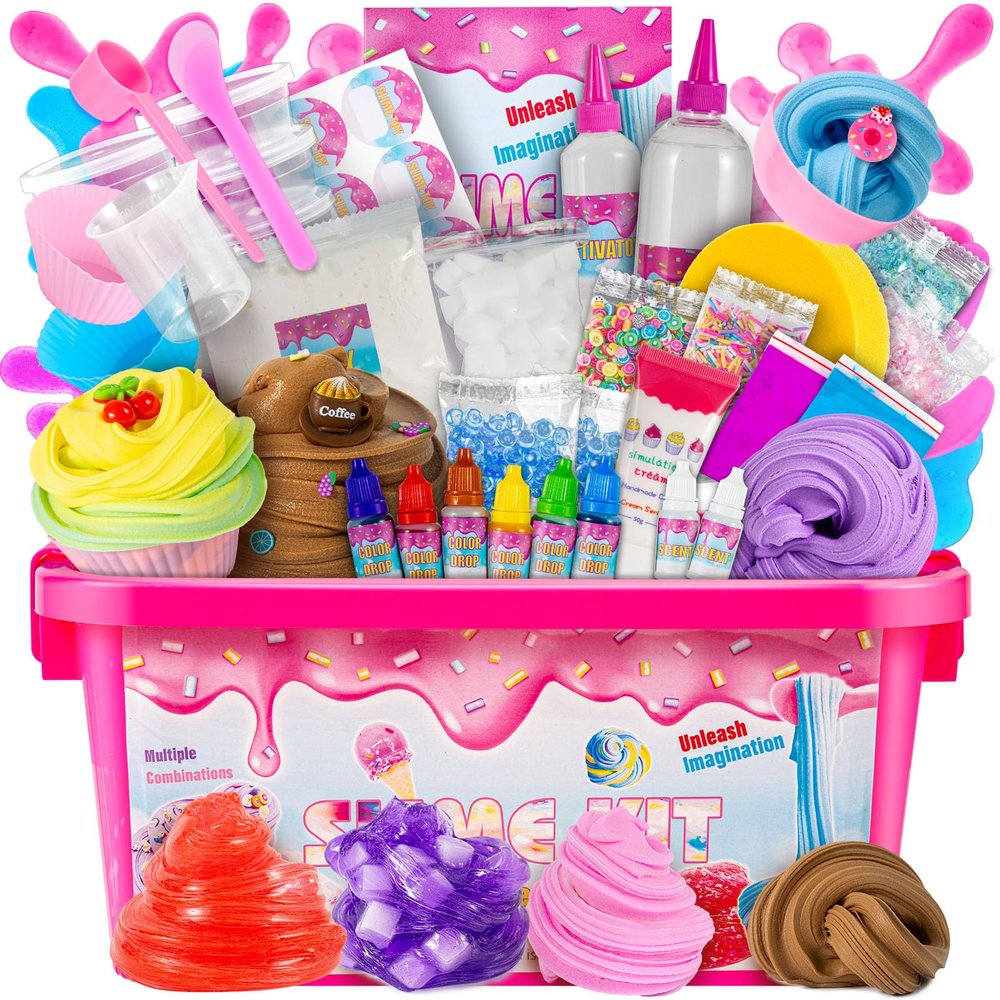 GXYSLM Jumbo Slime Kit for Girls, Party Favors for Kids, Adorable Slime Making Kit to Make Butter Slime, Confetti Slime, Multiple Slimes Making, Stress Relief Toy for Childrens, Ideal Gift
