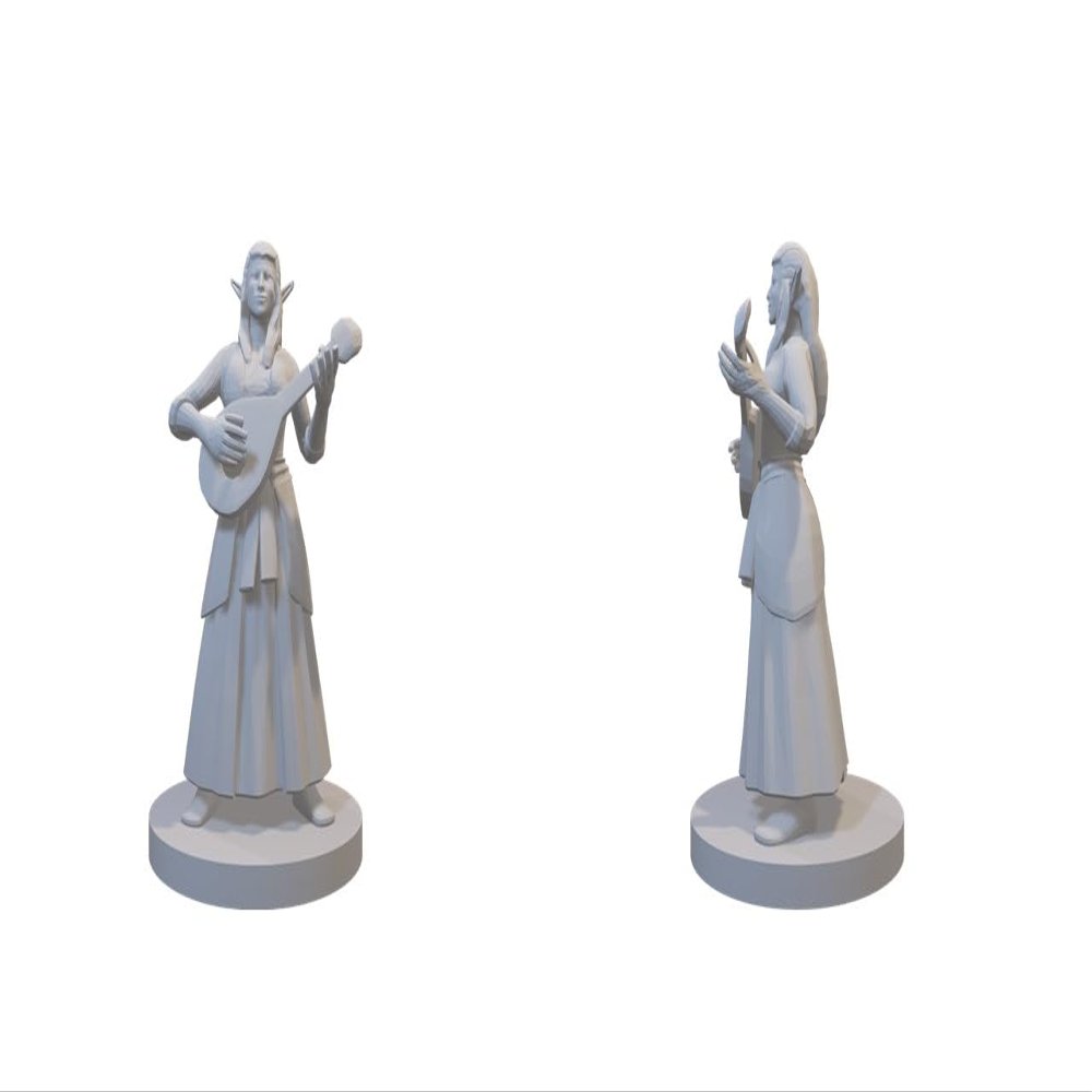 Bard Class Miniature for DND Pathfinder RPG Unpainted Resin 28mm-32mm (Elf Male Lute)