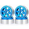 QUE-T 4pcs 1.9inch Beadlock Wheel Rims, Metal Wheel Hub for 1/10 RC Axial SCX10 90046 AXI03007 TRX4 CC01 RC Car (Blue) view 1