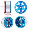 QUE-T 4pcs 1.9inch Beadlock Wheel Rims, Metal Wheel Hub for 1/10 RC Axial SCX10 90046 AXI03007 TRX4 CC01 RC Car (Blue) view 2