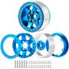 QUE-T 4pcs 1.9inch Beadlock Wheel Rims, Metal Wheel Hub for 1/10 RC Axial SCX10 90046 AXI03007 TRX4 CC01 RC Car (Blue) view 3