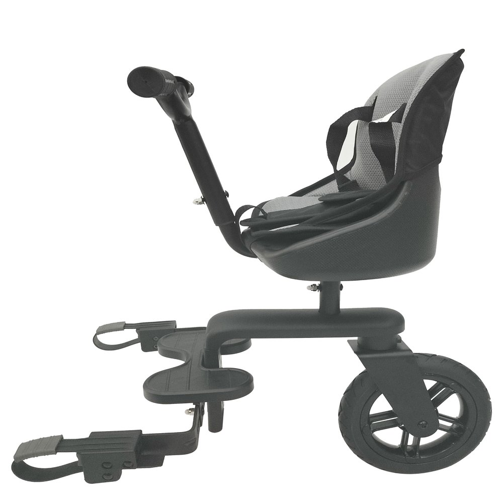 Englacha Uno Rider with Single 8" PU Wheel - Stroller Attachment with Saddle Seat & Seat Pad - Universal Fit for Most Prams with Rear Axle, Tube or Folding Plate, and with at Least 8-inch Rear Wheels