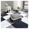 10 Pcs Plush Interlocking Foam Mat, 12x12inch Foam Puzzle Play Mats, Carpet Tiles Floor Padding for Exercise, Yoga, Playroom, Room Floor(Color:Black+Grey+White) view 1