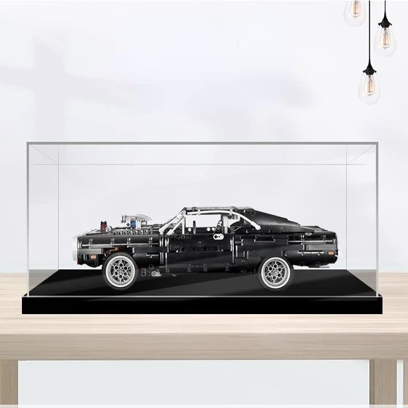 Acrylic Display Case for Building kif 42111 Technic Fast & Furious Dom's Dodge Charger, Transparent Dustproof Display Box Compatible with Building kit 42111 Building Kits, 45 x 21 x 17CM (01-J-2mm)