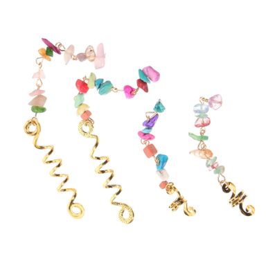 4pcs Hair Accessories for Dreadlock Braids Alloy Natural Stone
