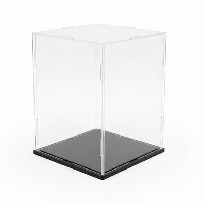 IDAFSA Clear Acrylic Display Case, Assemble Cube Display Box Stand with Black Base, Dustproof Protection Showcase for Collectibles Memorabilia Figurines (8*8*12inch;20*20*H30cm)