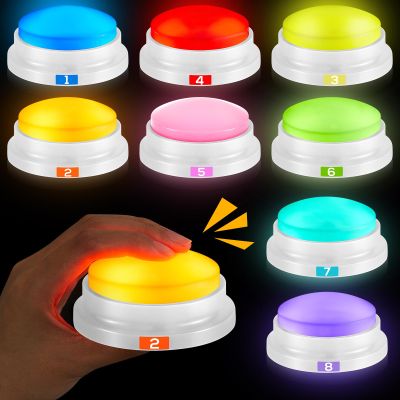 8 Pack Recordable Game Buzzers with Lights & Sound Loud Trivia & Family Feud Buzzers for Classroom, Parties & Game Nights