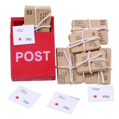 Toyvian 1:12 Scale Mini Mailbox Toy, Dollhouse Wooden Postbox Miniature Newspaper Ornaments Mini Envelope Model Dollhouse Furniture Accessories