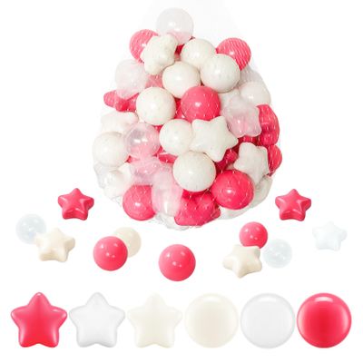 FHRILEK Ball Pit Balls-Star Ball Pit Balls for Kids,Plastic Balls for Ball Pit, Crush Proof Play Balls BPA Free Non-Toxi (Pink Star Sets, 200PCS)