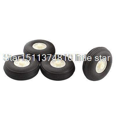 ToysCentral Basics RC Airplane Aircraft Landing Black Rubber Wheel Tire 50mm x 18mm 4Pcs|Screws| -