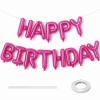 Happy Birthday Balloon Banner - 16 Inch Hot Pink Foil Mylar Sign Bunting Self Inflating Letter Balloons for Girls Women Party Decorations Supplies view 1
