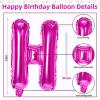Happy Birthday Balloon Banner - 16 Inch Hot Pink Foil Mylar Sign Bunting Self Inflating Letter Balloons for Girls Women Party Decorations Supplies view 2
