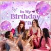 Avezano in My Birthday Era Banner for Girls Purple Glitter Disco Happy Birthday Party Decorations Retro Stars Disco Balls Birthday Party Backdrop 70.8 x 43.3 Inch view 3