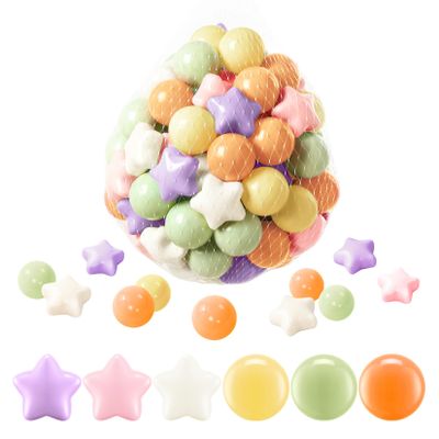 FHRILEK Ball Pit Balls-Star Ball Pit Balls for Kids,Plastic Balls for Ball Pit, Crush Proof Play Balls BPA Free Non-Toxi (Multicolor Stars, 200PCS)
