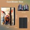 BPQOJB Trading Card Binder 4 Pocket Trading Cards Album Display Holder, 160 Cards Double Sided Pockets Card Holder Binder Sleeves Card Case for Standard Size Cards,Colorful Pig view 2