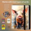 BPQOJB Trading Card Binder 4 Pocket Trading Cards Album Display Holder, 160 Cards Double Sided Pockets Card Holder Binder Sleeves Card Case for Standard Size Cards,Colorful Pig view 4