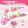 AWOTOY Baby Toys 0-6-12 Months,Infant Musical Stuffed Animals Activity Toys with Muti-Sensory Crinkle,Rattles,Baby Girl Toys Gifts for Newborn Tummy Time,Caterpillar,Pink view 3