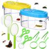 Halloscume 2 Sets Bug Catcher Kit Outdoor Toy Gift for Kids Outdoor Explorer Kit Kids Bug Catching Kit Insect Bug Habitat with Magnifying Glass, Tweezers, Bug Catcher and Net for Science Exploration view 1